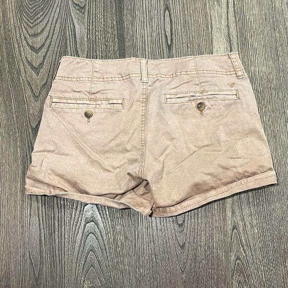 American Eagle Outfitters Womens Shortie Shorts Stretch Mid Rise Khaki Size 4 - Picture 8 of 8
